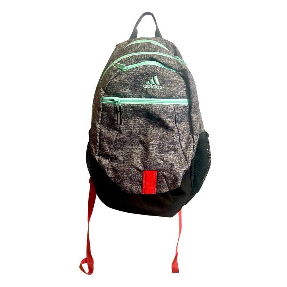 Adidas XL Backpack Space Grey with Mint green and Coral details. OS